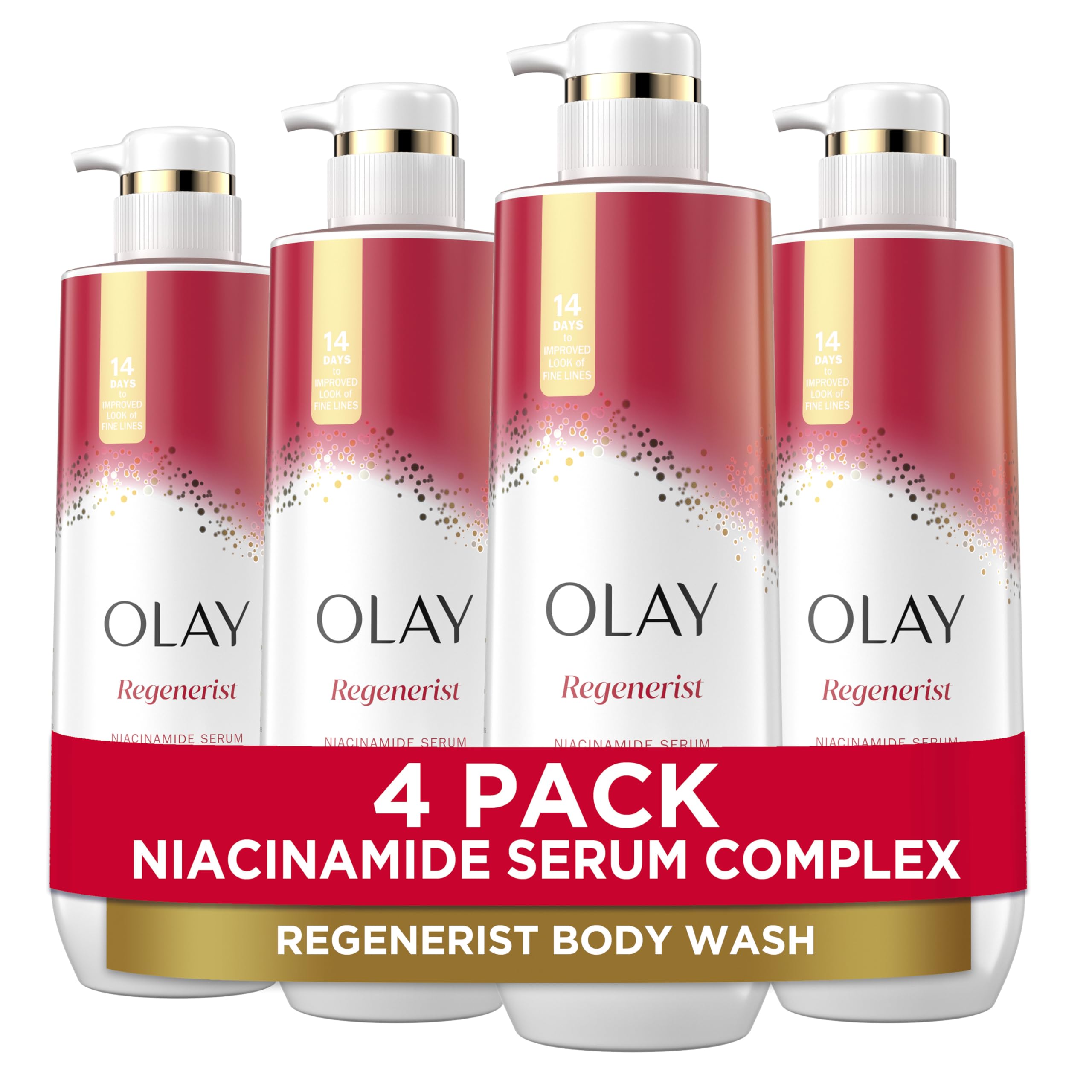 Olay Body Wash for Women, Age Defying with Niacinamide - 4 Pack (20 fl oz Each)