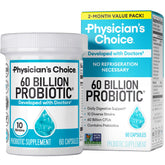 Probiotics 60 Billion CFU 2 Month Supply with Prebiotics Natural Shelf Stable Acidophilus Supplement 60 CT