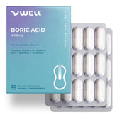 VWELL Boric Acid Suppositories 30 Count - Balances Healthy pH & Microbiome - Controls Odor, Itching, Burning, Irritation