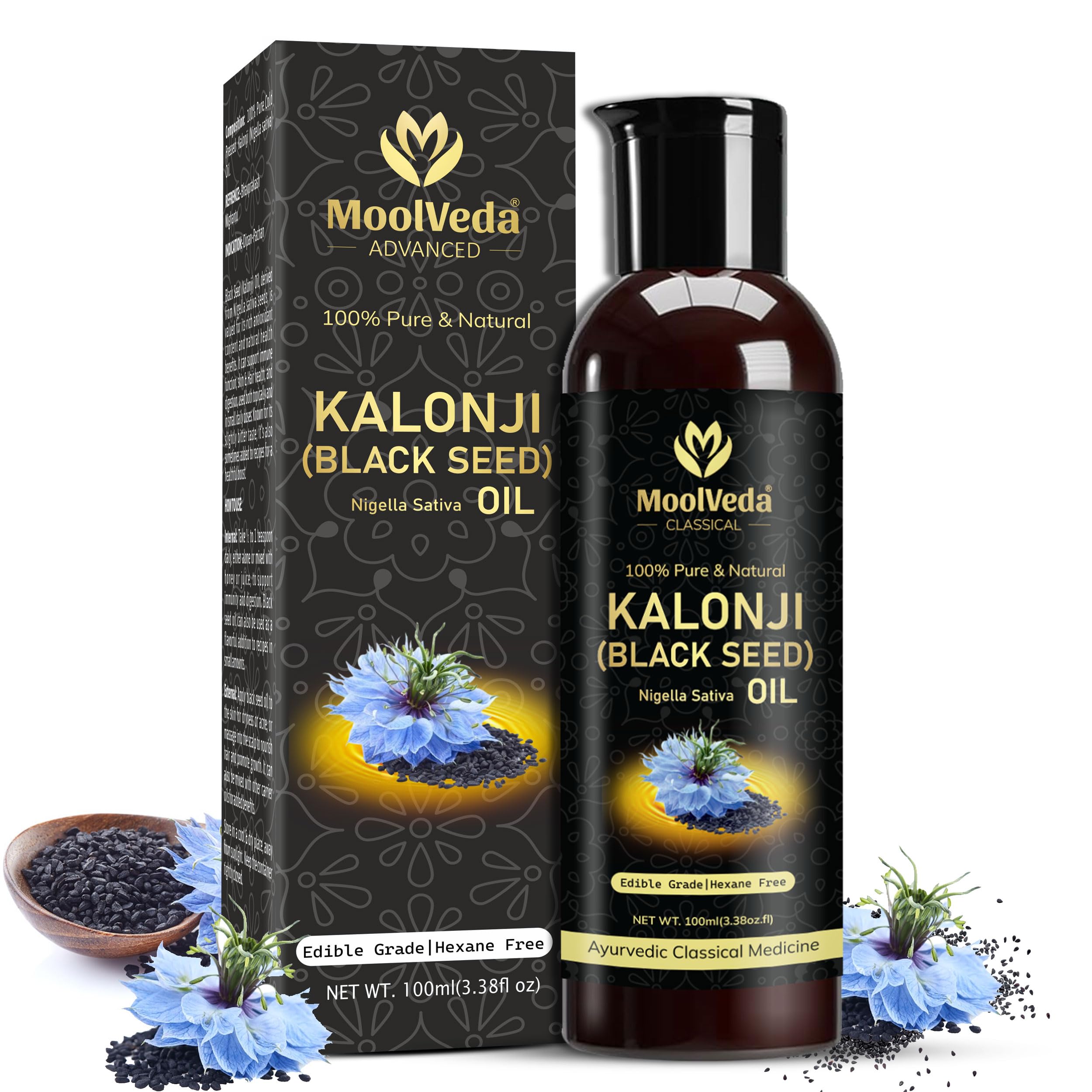 Premium Cold Pressed Kalonji Oil - Virgin Grade Black Seed Oil - 100ml