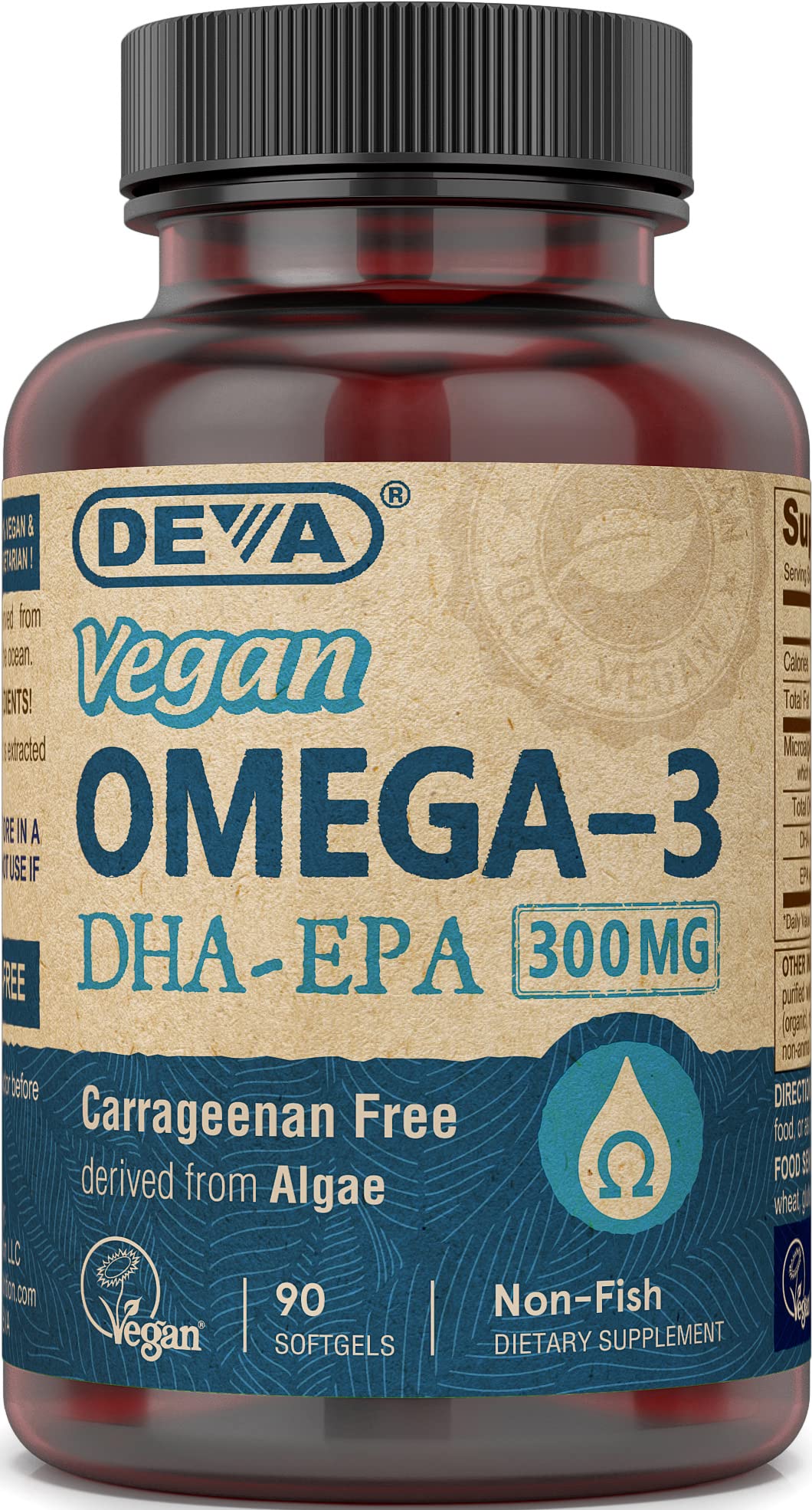 Deva Vegan Omega-3 DHA-EPA Algae Oil 300 mg - 90 Softgels