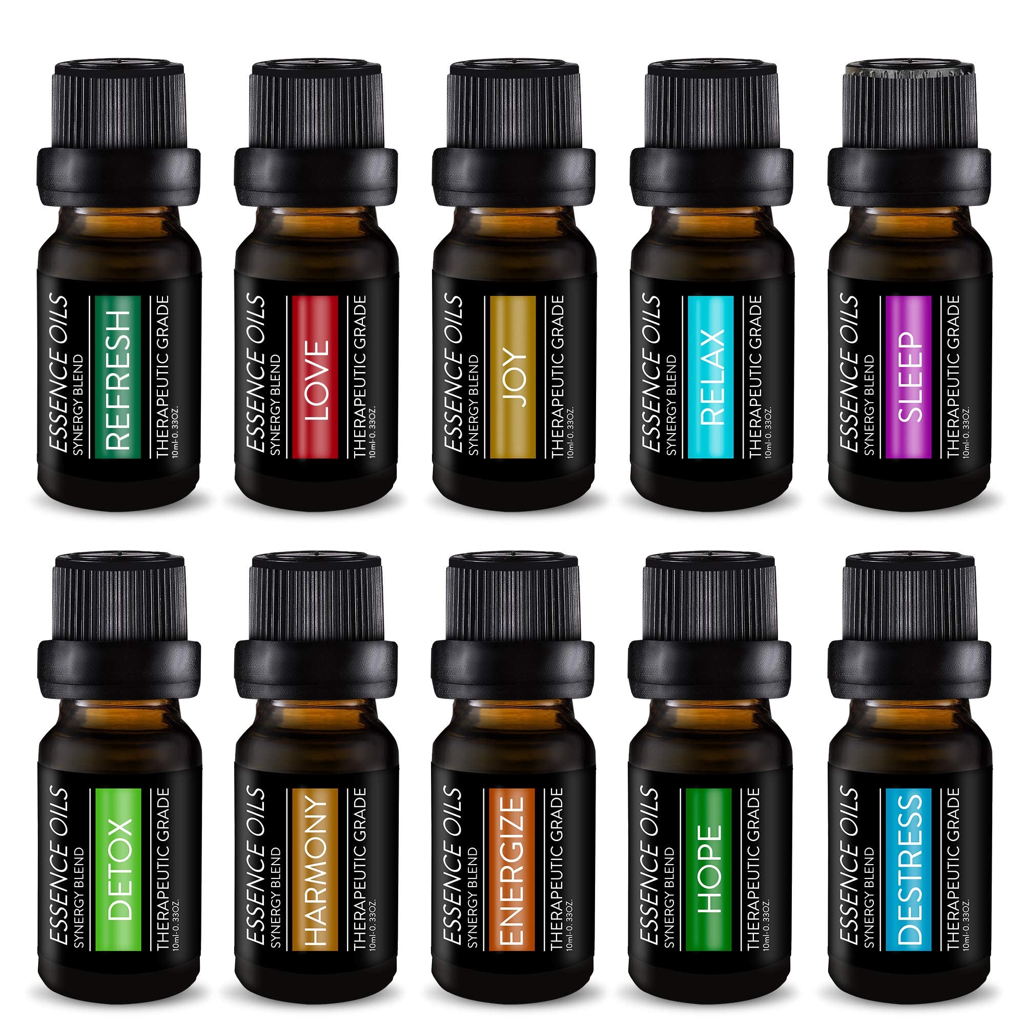 Pure Daily Care Aromatherapy Essential Oil Synergy Blend Set - 10 x 10 ml Therapeutic Grade Blends
