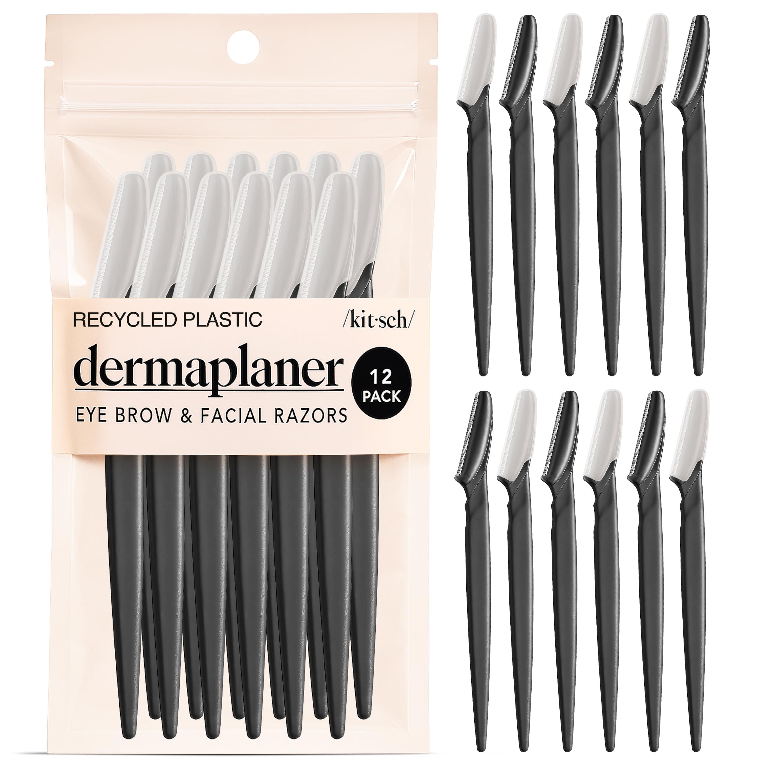 Kitsch Pro Dermaplaning Tool Set - 12 Pack Facial Hair Removal Razors for Women