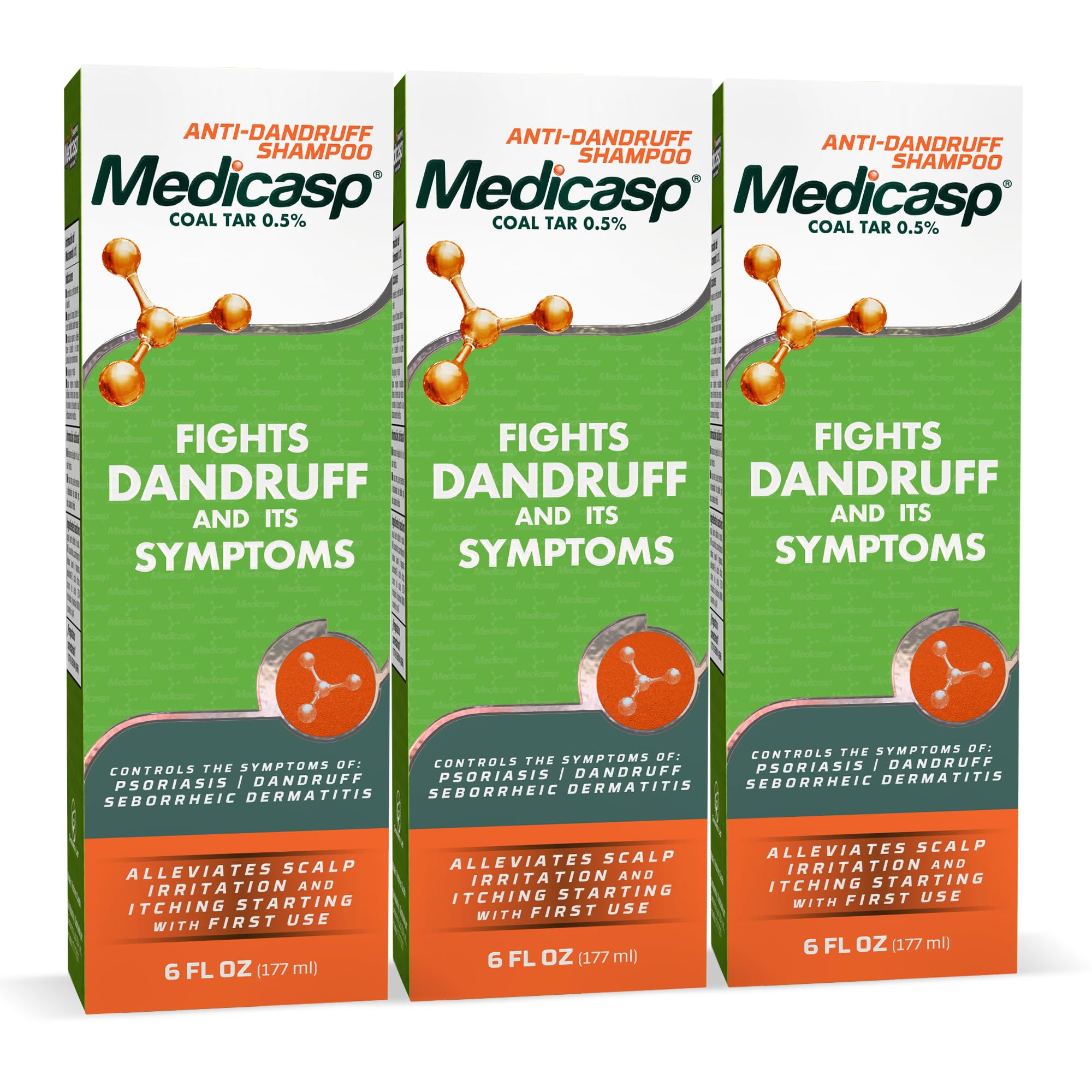 Medicasp Coal Tar Gel Dandruff Shampoo - Treats Seborrheic Dermatitis & Psoriasis - 3 Pack (6 oz Each)