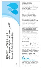 Savle Benzoxp 2.5% Benzoyl Peroxide Gel (20 g / 0.70 oz) - Topical Skincare Gel for Oil-Prone and Congested Skin