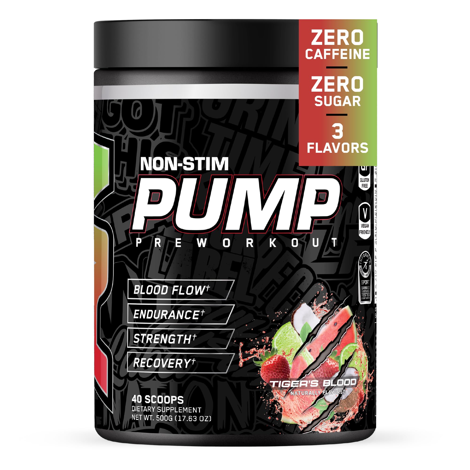 All Black Everything Zero Stim Pre-Workout Powder - 40 Servings | Tiger's Blood