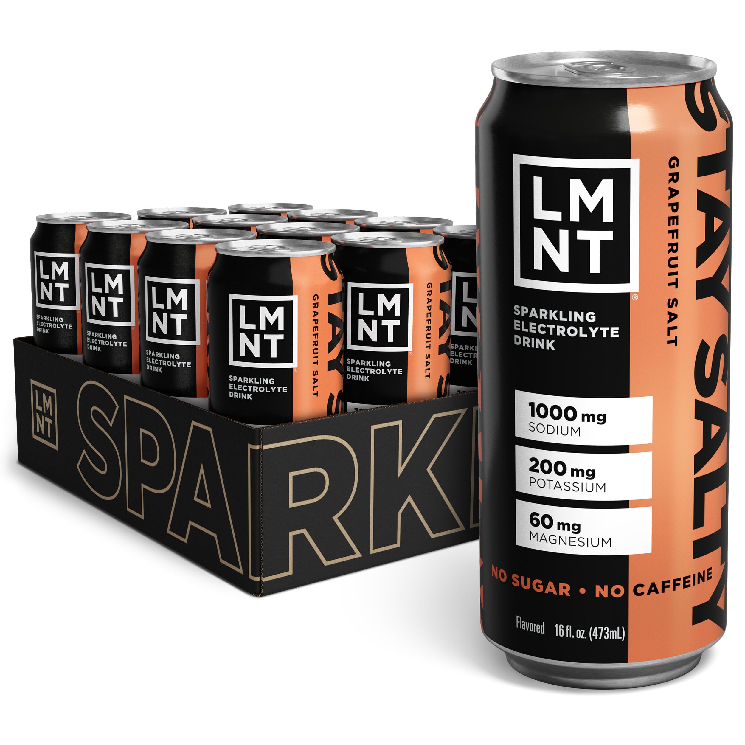 Drink LMNT Sparkling Electrolyte Water Grapefruit Salt - 12-Count