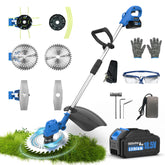 AZZUNO 21V 12-Inch Brushless Weed Wacker - Cordless Grass Trimmer with 4.0Ah Battery & Charger