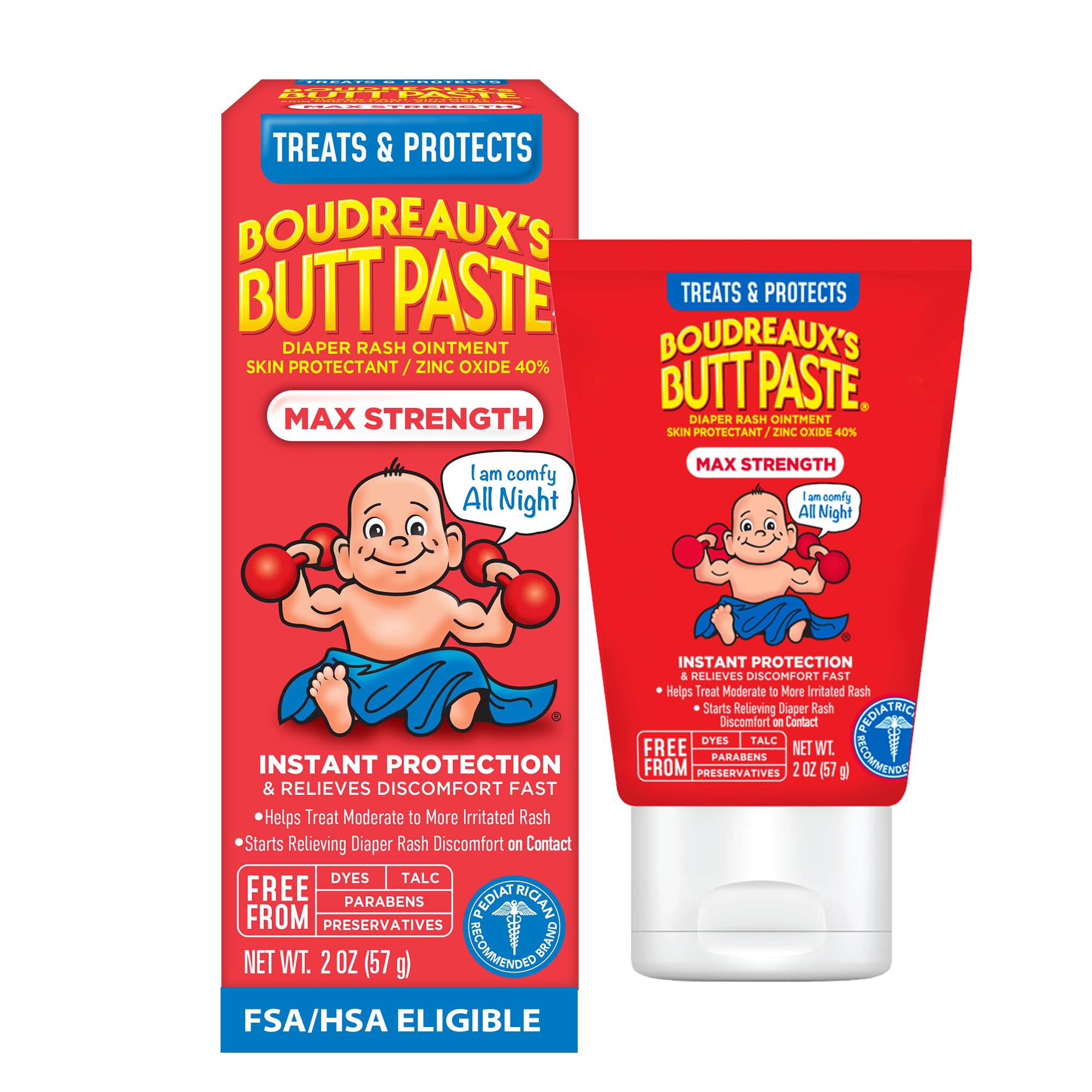 Boudreaux's Butt Paste Maximum Strength Diaper Rash Cream - 2 oz