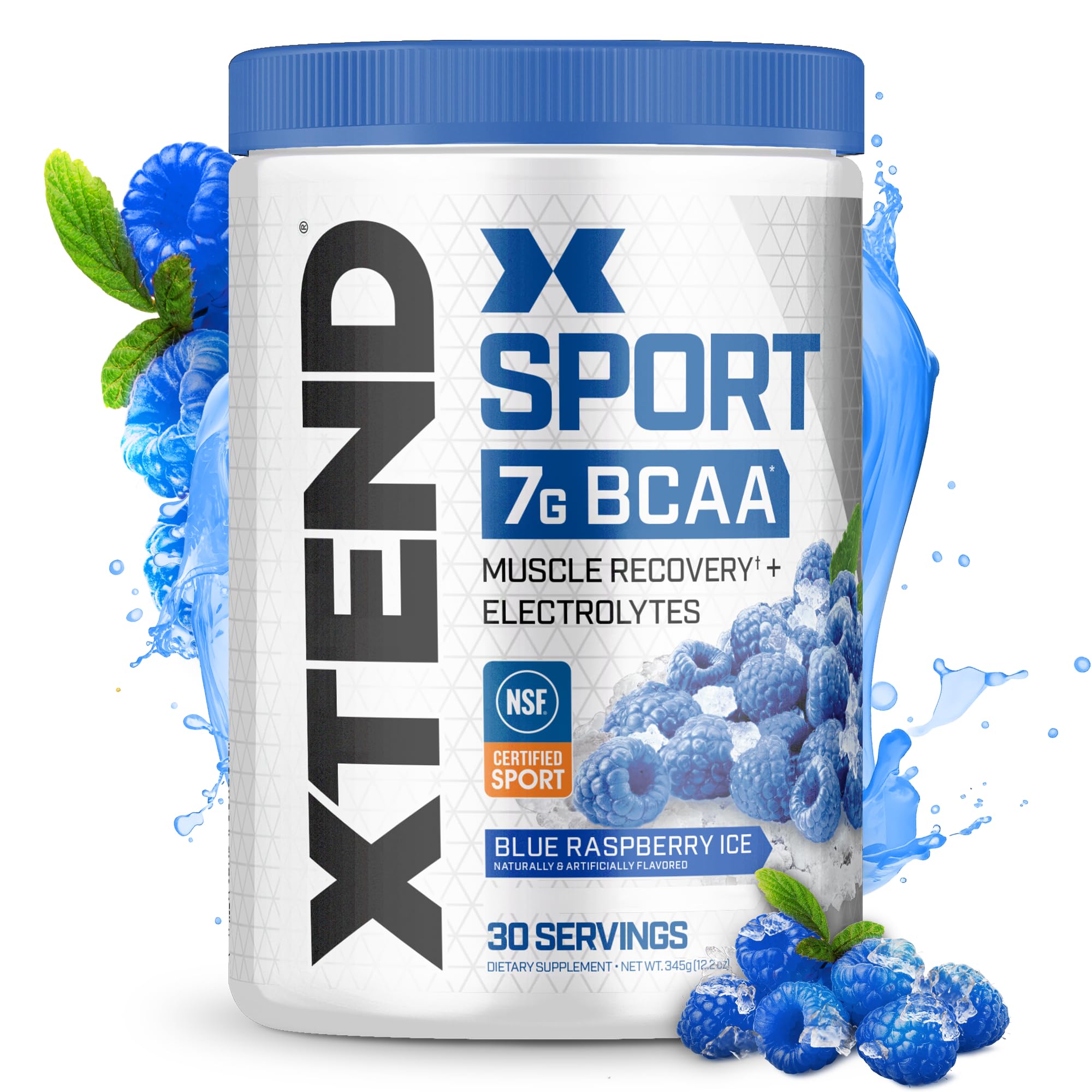 XTEND Sport BCAA & Electrolyte Powder - Recovery & Hydration (Blue Raspberry Ice, 30 Servings)