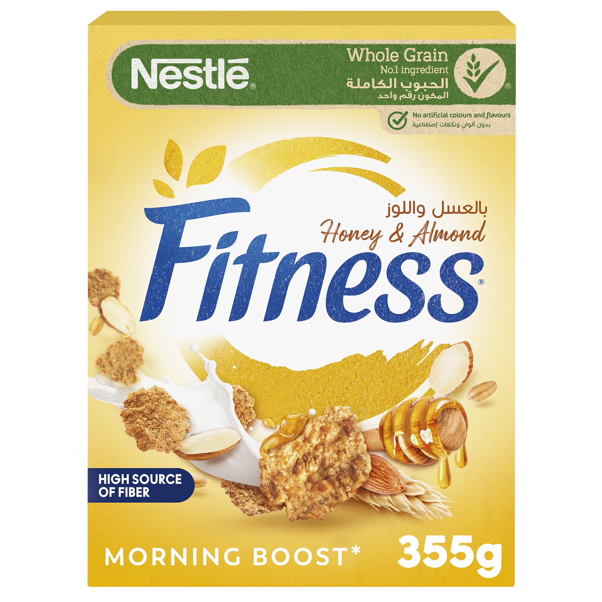 Nestle Fitness Honey and Almonds Breakfast Cereal | 355g Pack | Whole Grain & Nutritious