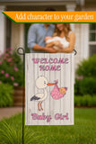 LUIVU Double Sided 'Welcome Home Baby Girl' Stork Garden Flag (12x18 Inches)
