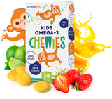 OmegaVia Omega 3 Gummies - High DHA for Kids Brain & Eye Health - Sugar-Free Natural Fruit Flavor - 60 Gummies