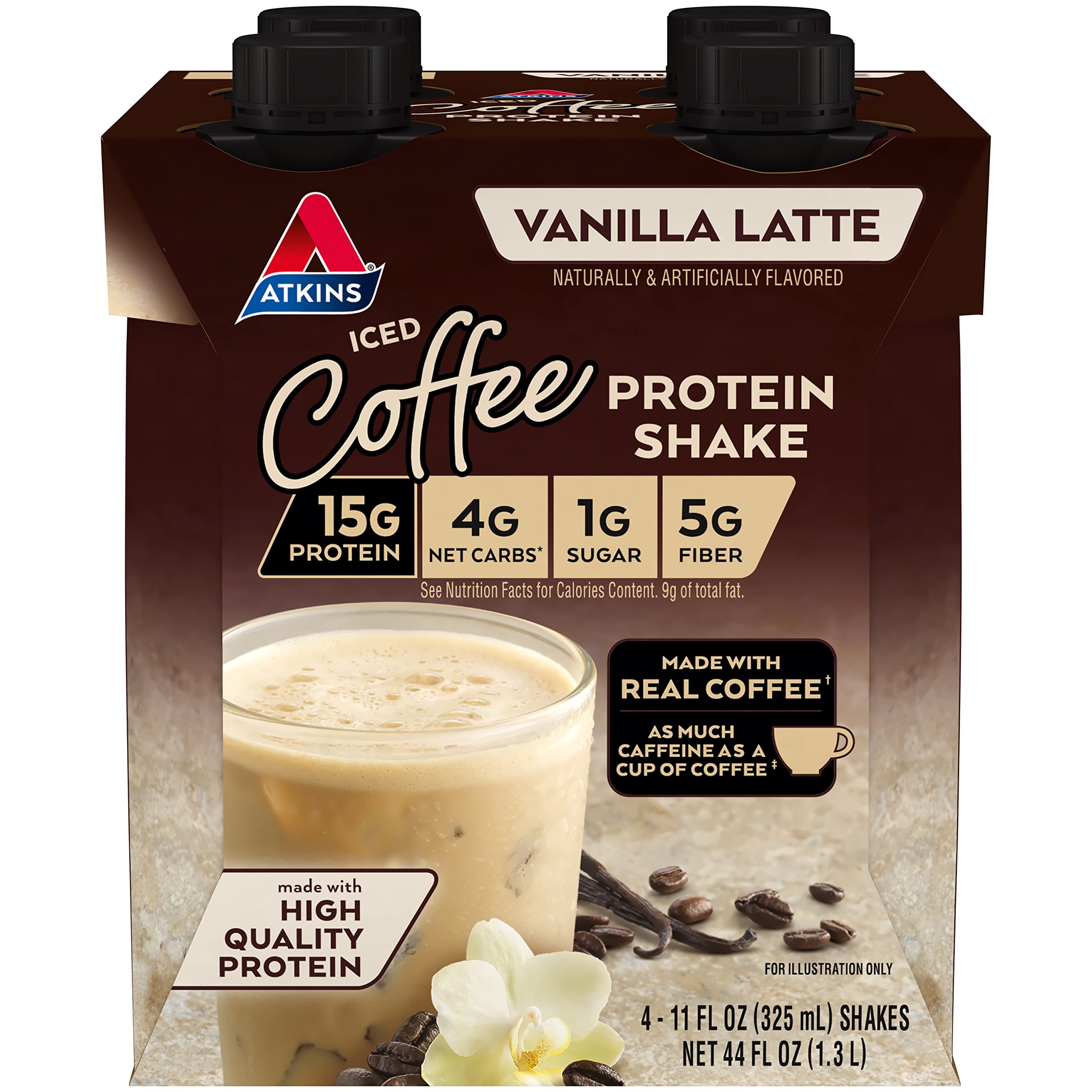 Atkins Iced Coffee Vanilla Latte Protein-Rich Shake - 4 Shakes