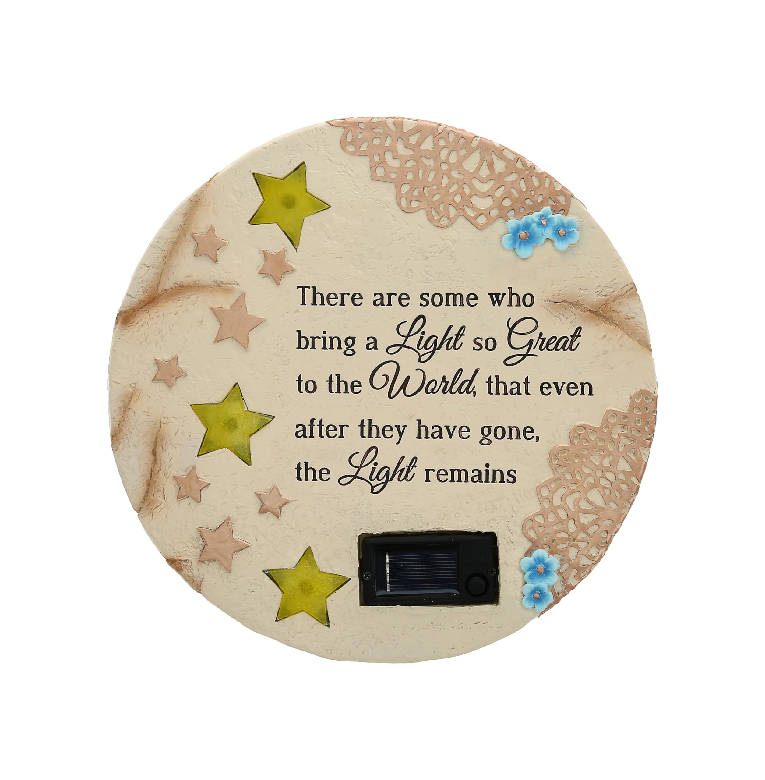 10" Solar Powered Memorial Garden Stone - 'Light Remains' Tribute