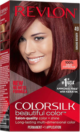 Revlon ColorSilk with Bond Repair Complex, Permanent Hair Color, 100% Gray Coverage, Ammonia Free Hair Dye, Vegan Keratin, 49 Auburn Brown