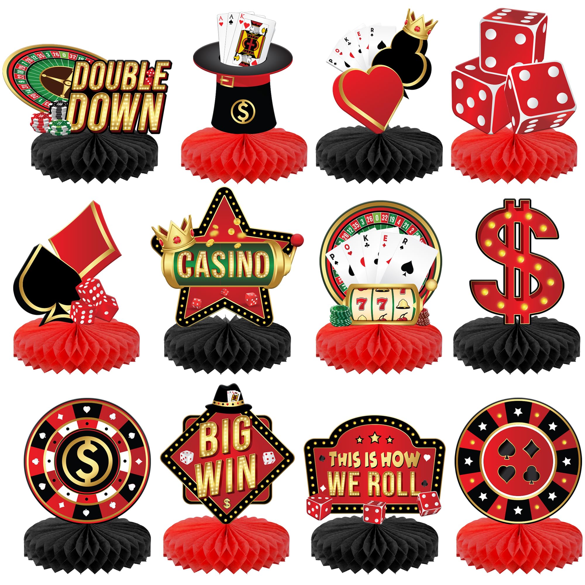 KatchOn Big Casino Centerpieces - 12 Pack Table Decorations for Las Vegas Theme Parties
