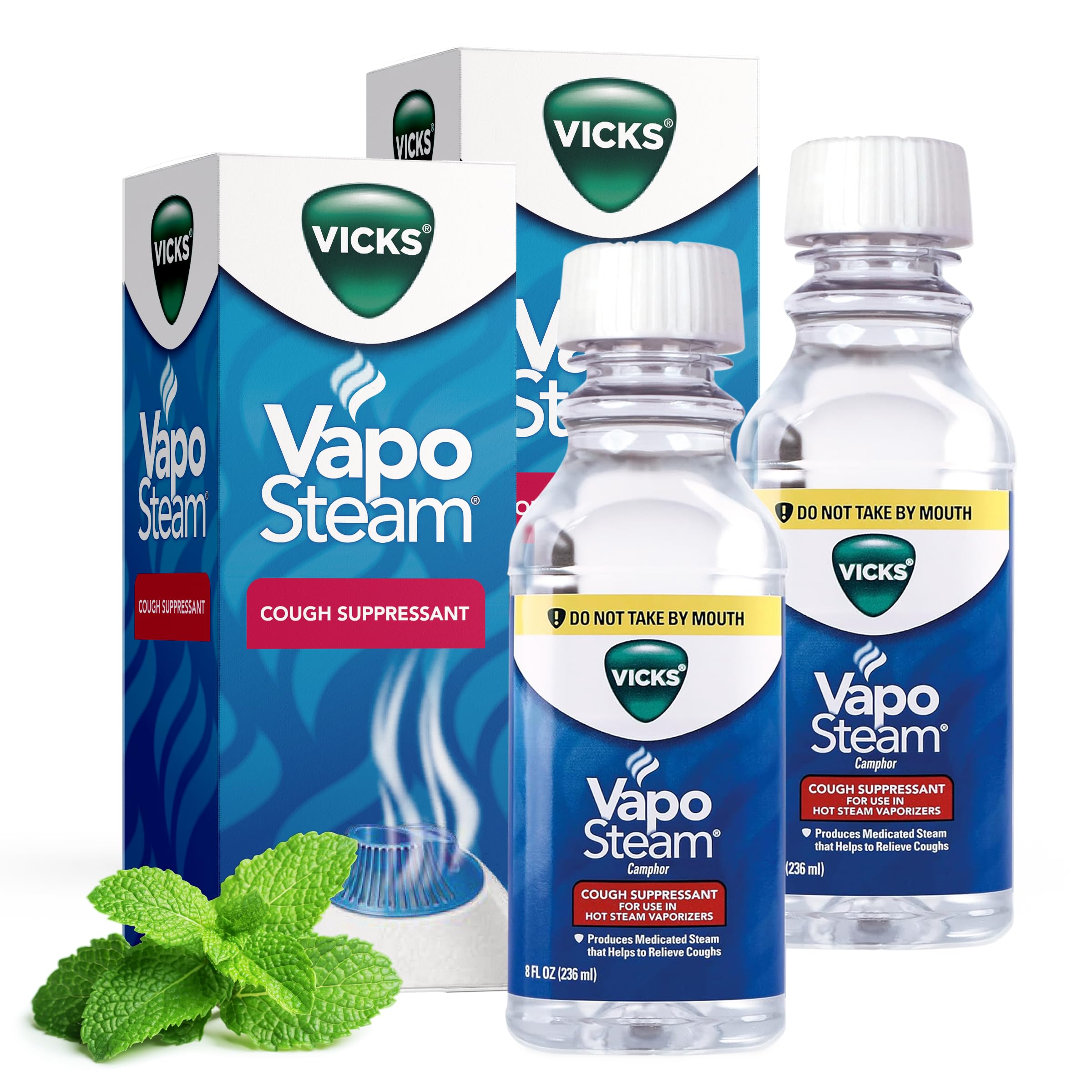 Vicks VapoSteam Medicated Liquid with Camphor, Cough Suppressant (2x 8oz)