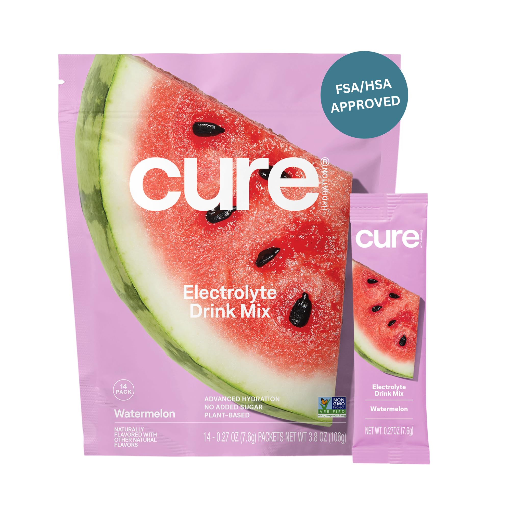 Cure Hydrating Electrolyte Mix - Powder for Dehydration Relief - FSA & HSA Eligible - Made with Coconut Water