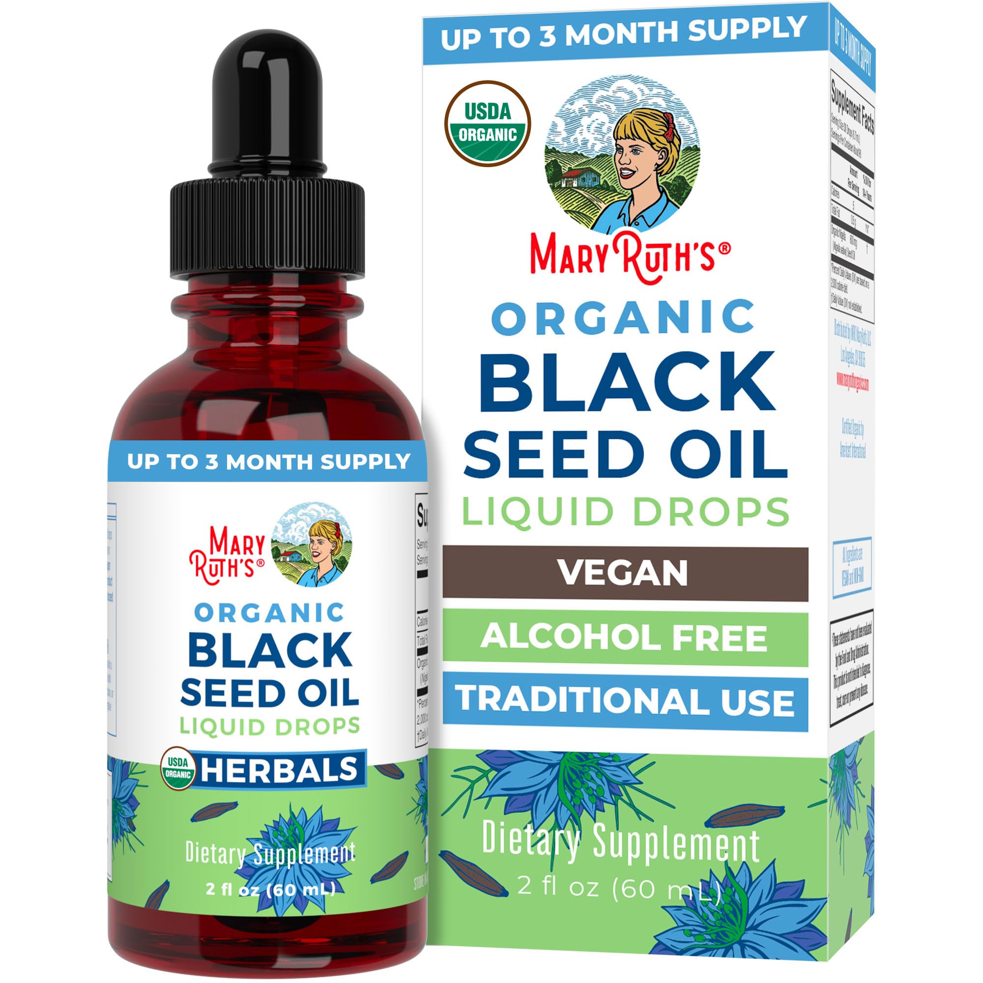 MaryRuth's Organic Black Seed Oil Drops | Immune & Heart Health | 2 Fl Oz