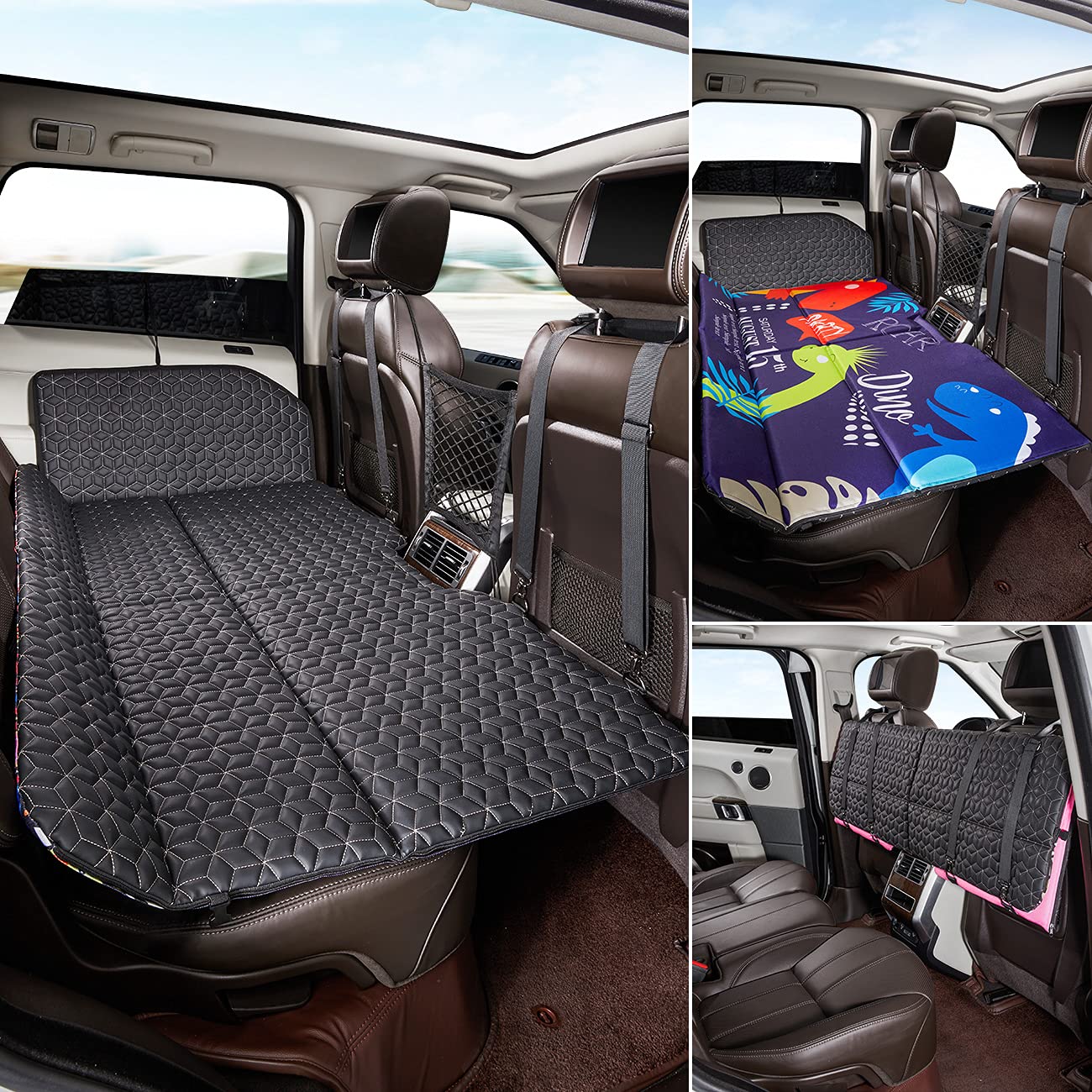 ABE Non-Inflatable Car Bed Mattress for SUV - Portable Folding Travel Mattress with Dinosaur Design