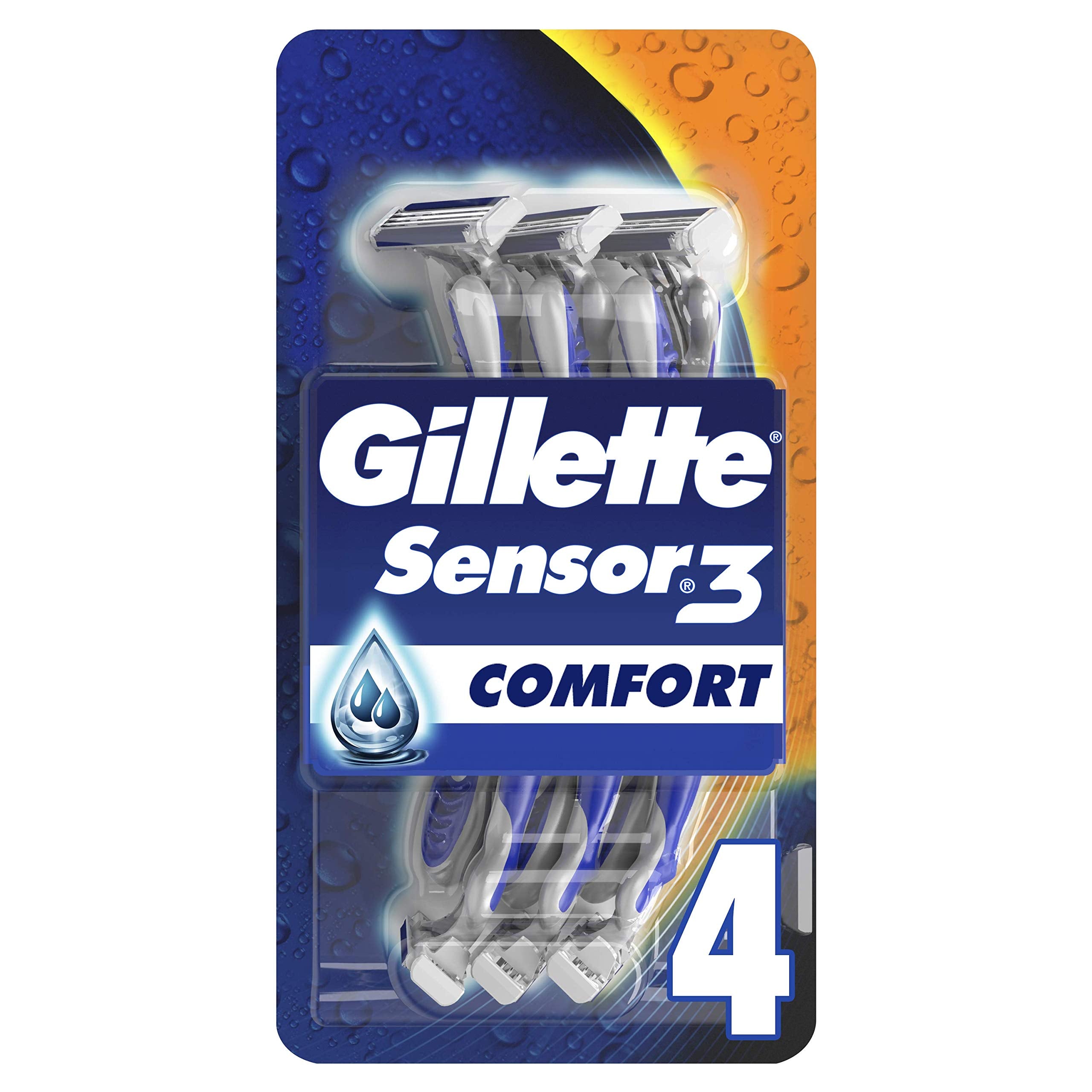 Gillette Sensor3 Comfort Disposable Razors for Men - 4 Pack