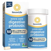 Renew Life Extra Care Ultimate Flora Probiotic - 50 Billion Live Cultures - 30 Capsules