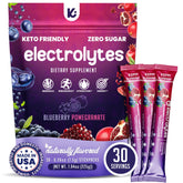 Keppi Blueberry Pomegranate Electrolytes Powder Packets - Sugar-Free & Keto-Friendly (30 Packets)