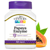21st Century Papaya Enzyme - 100 Chewable Tablets | Digestive Support & Natural Enzymes