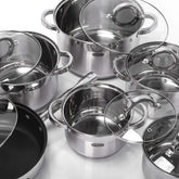 Alberto 12Pcs Stainless Steel Cookware Set - Durable Kitchen Pots & Pans