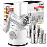 Geedel 5-in-1 Rotary Cheese Grater & Vegetable Shredder with Suction Base