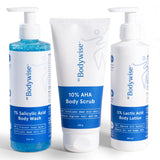 Be Bodywise Strawberry Skin Pack - Body Wash, Lactic Acid Body Lotion & AHA Scrub for Exfoliation, Acne, Uneven Skin