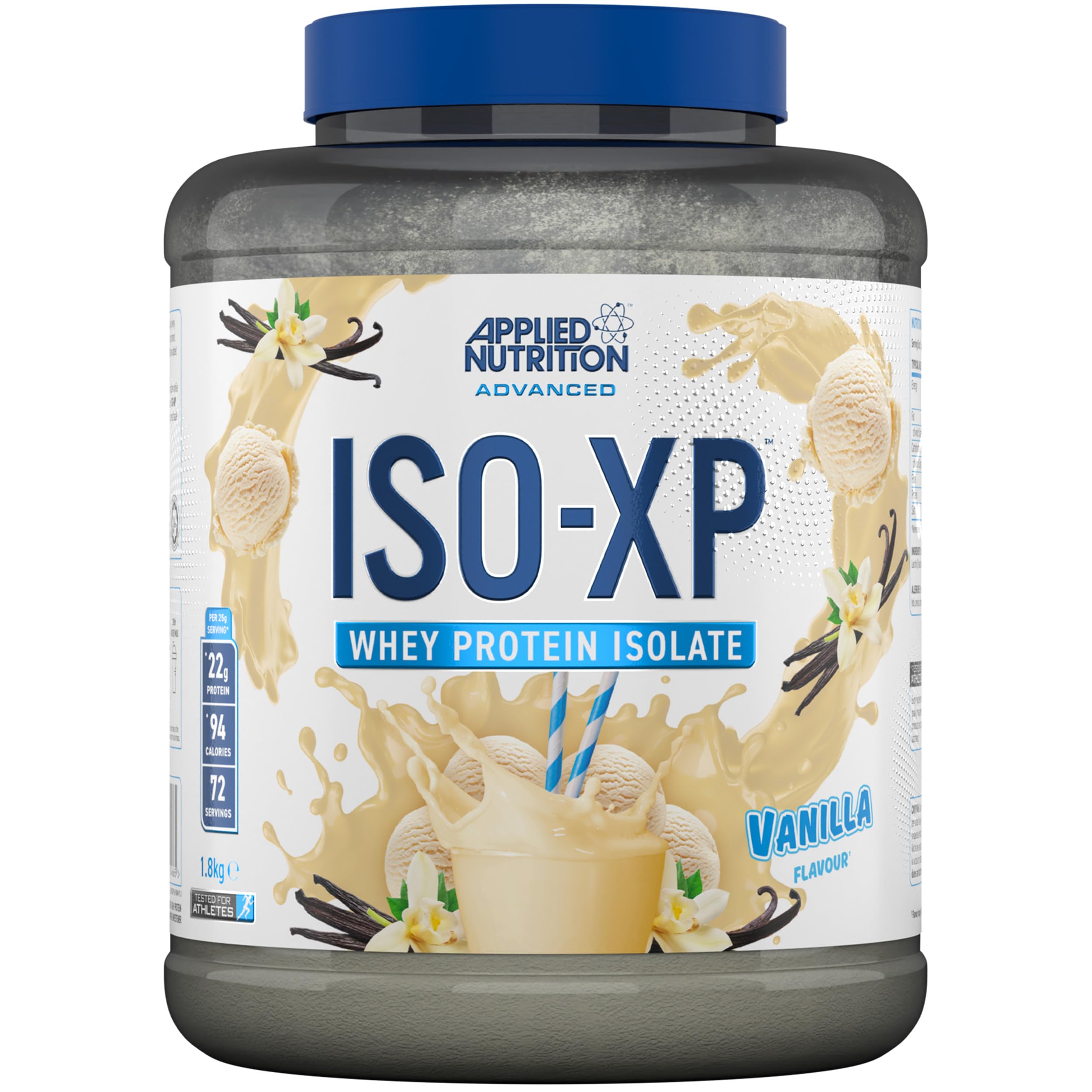 Applied Nutrition ISO XP Whey Isolate – Pure Whey Protein Isolate Powder with Glutamine & BCAAs – 1.8kg, 72 Servings, Vanilla