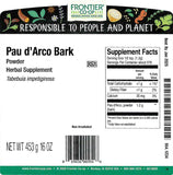 مسحوق لحاء باو دي أركو العضوي المطحون (Pau d'Arco Bark Powder) - فرونتير كواب (Frontier Co-op) - 1 رطل بالجملة - دعم عشبي معتمد كوشير وغير مُشعَّع