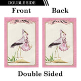 KUOAICY 'It's a Girl' Flamingo & Pink Stork Garden Flag (12.5 x 18 in) Burlap Decor