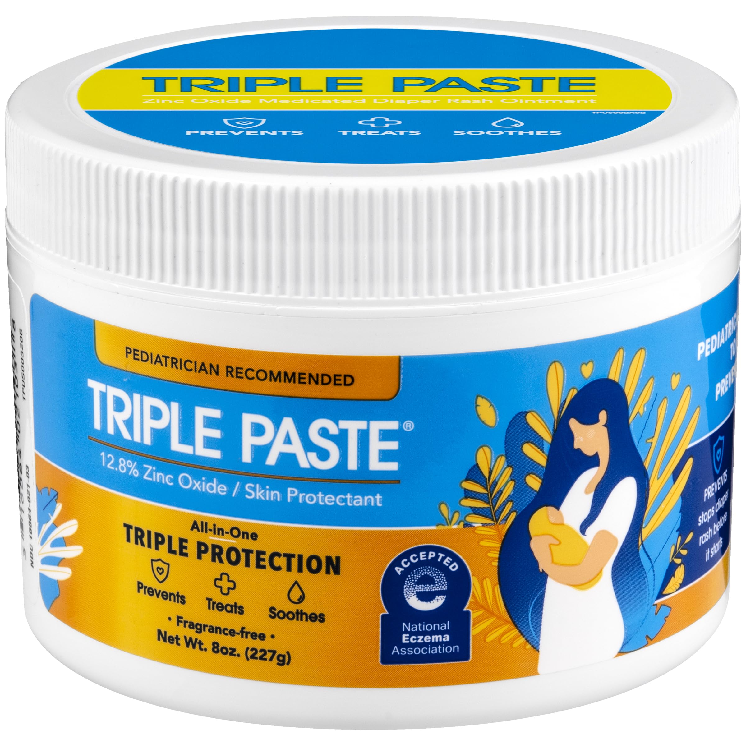 Triple Paste Diaper Rash Cream with Zinc Oxide - 8 Oz - Soothes and Prevents Diaper Rash