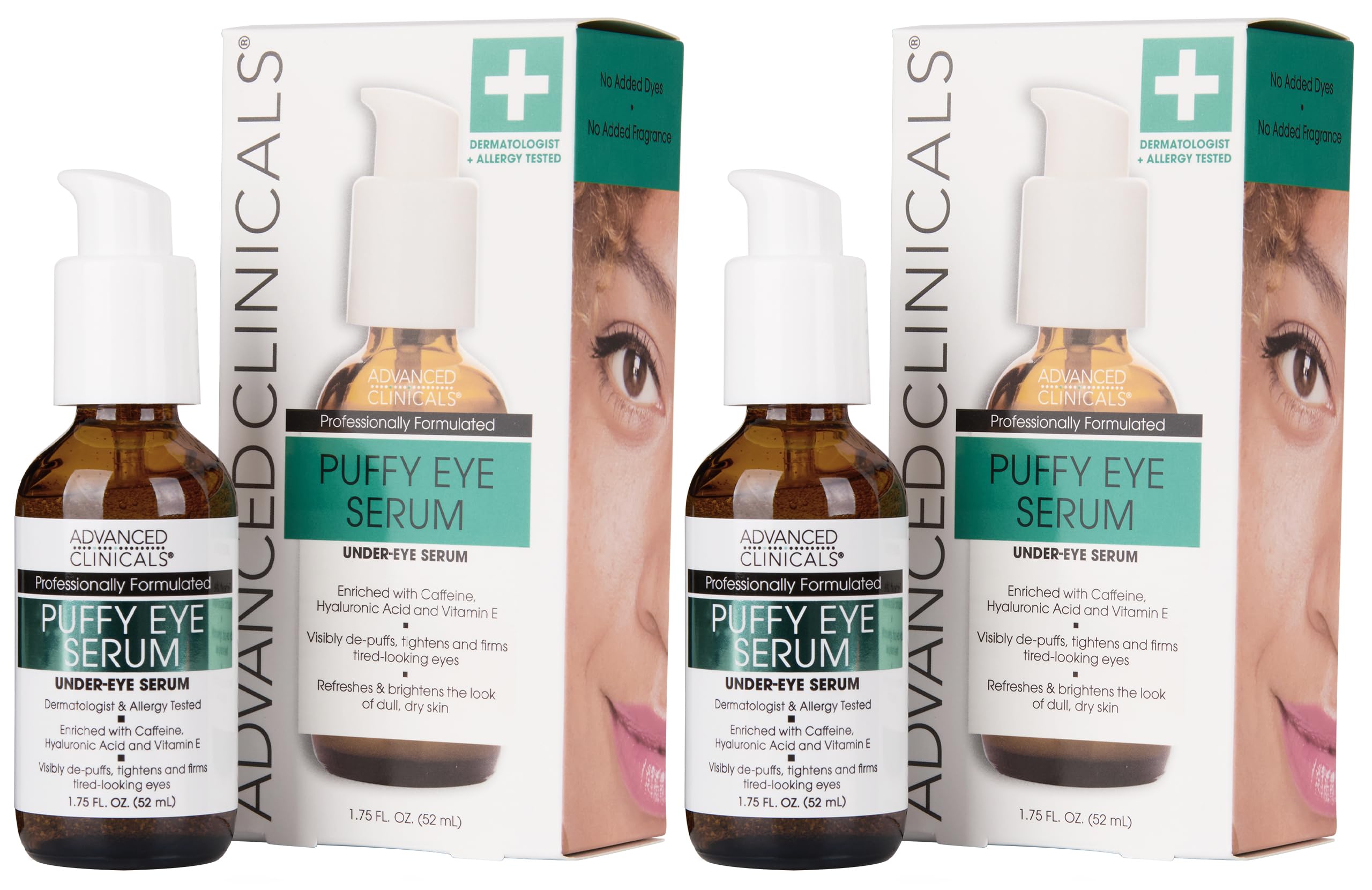 Advanced Clinicals Puffy Eyes Treatment Eye Serum - Anti-Aging & Brightening Under Eye Care (2-Pack)