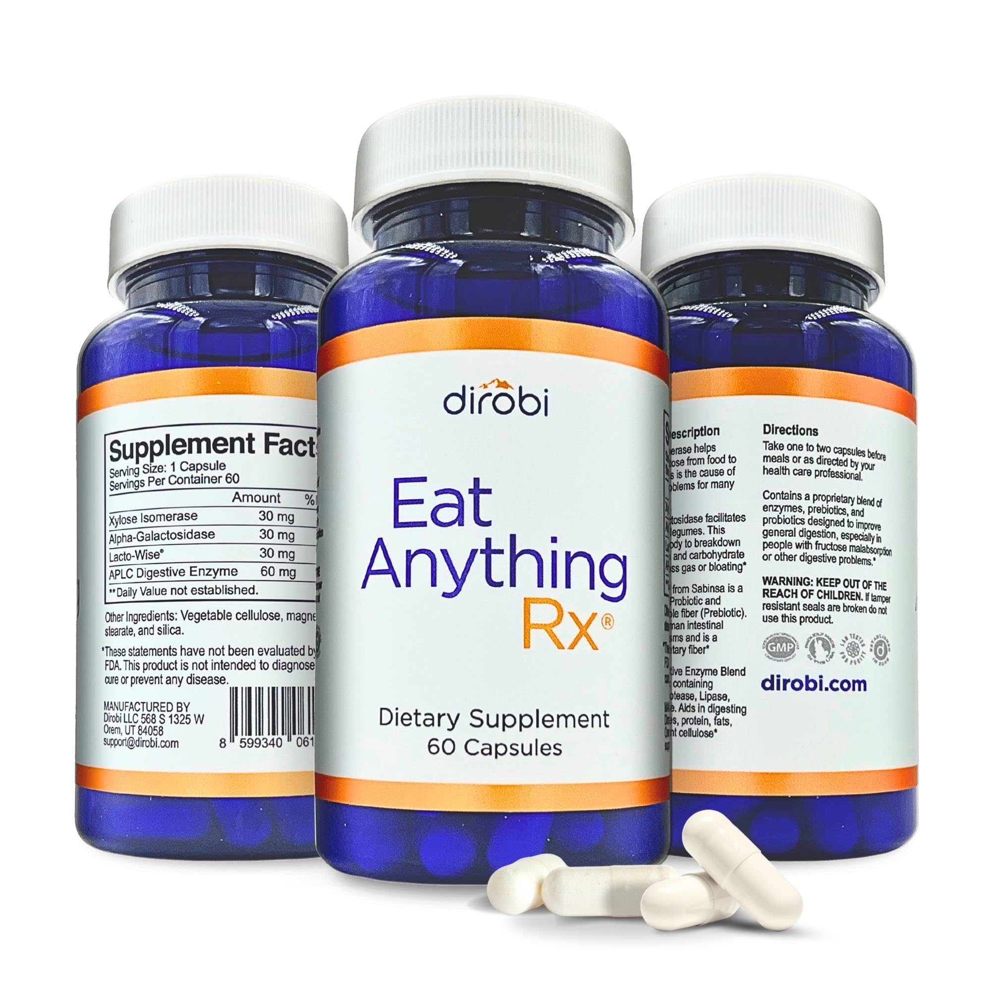 EAT Anything Rx Digestive Enzymes: Fructose & Lactose Malabsorption Support