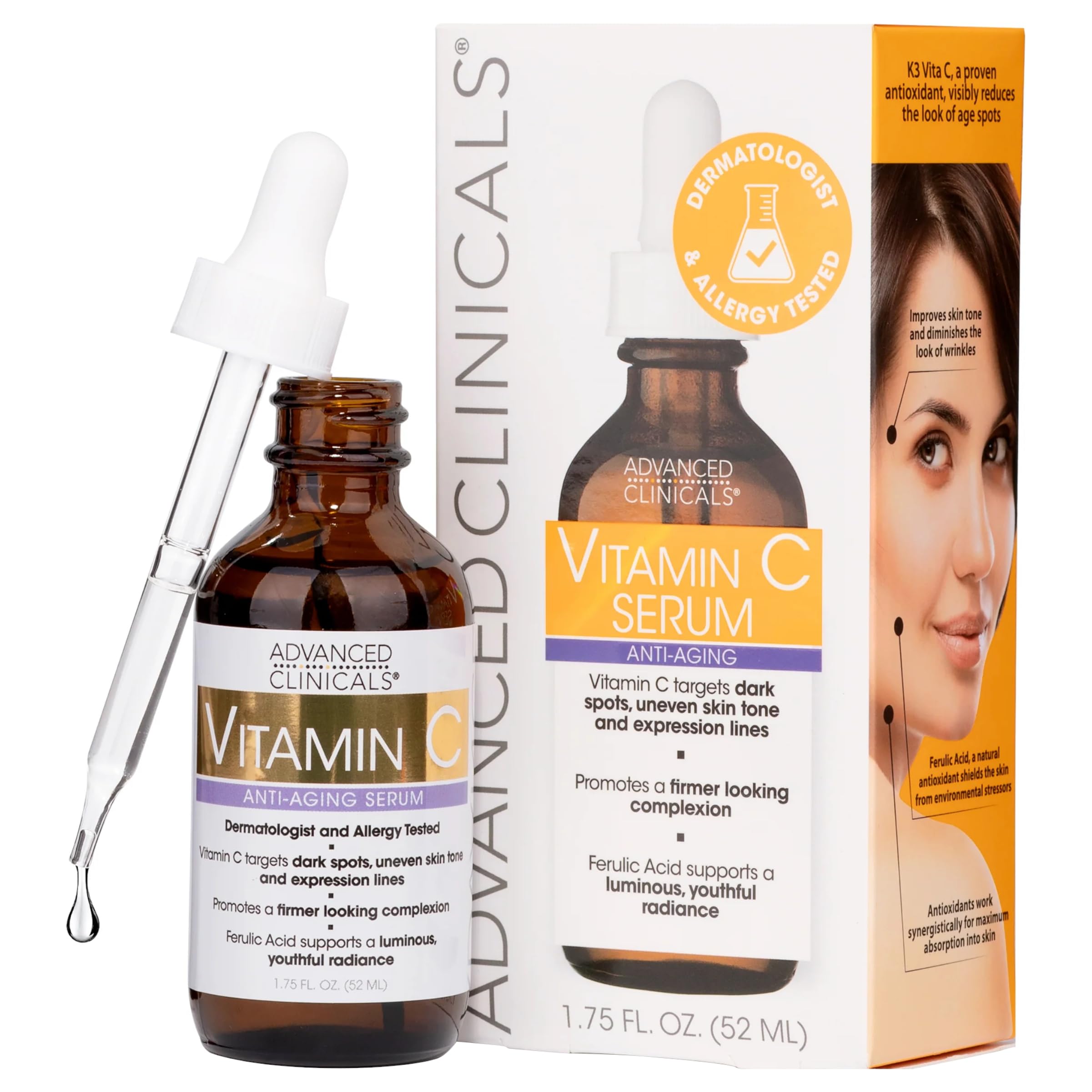 Advanced Clinicals Vitamin C Anti-Aging Serum - Brightening & Hydrating Facial Treatment (52 ml)