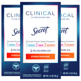 Secret Clinical Strength Women's Antiperspirant Deodorant - Stress Response, Clear Gel (3-Pack)