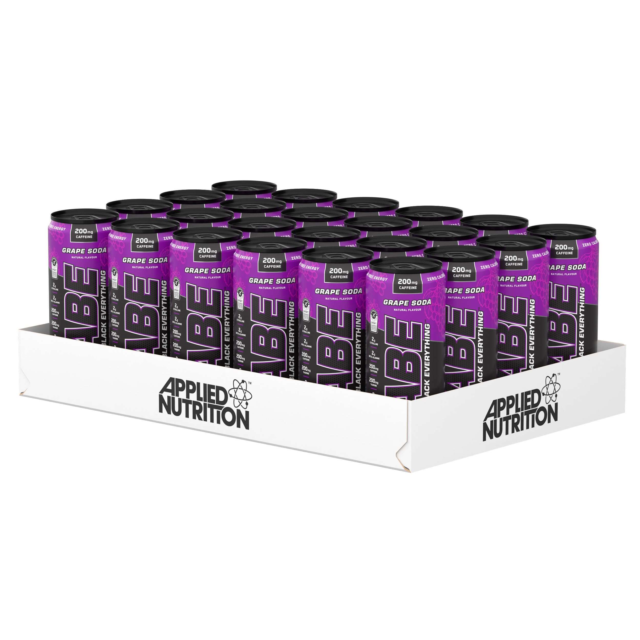 Applied Nutrition ABE Pre Workout Can - All Black Everything (American Grape Flavor, 24 Cans)
