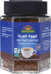 Natureland Organic Instant Dark Roast Coffee, 50g Bold Aromatic Brew