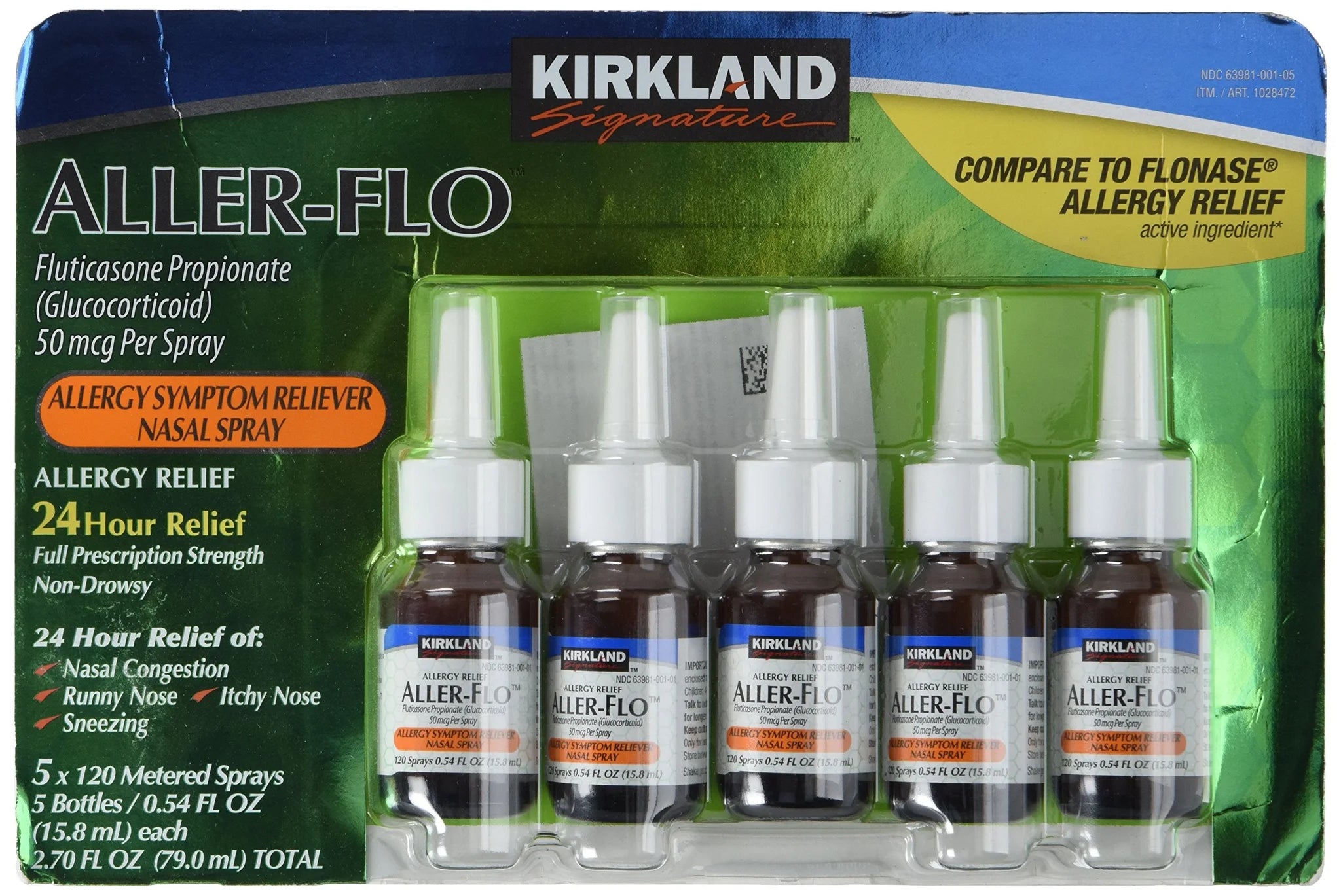 Kirkland Signature Aller-Flo Fluticasone Propionate Nasal Spray 50mcg - 0.54 fl oz (5-Pack)
