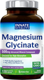 Innate Vitality Magnesium Glycinate 500mg | 70mg Elemental Magnesium Supplement- High Absorption, Non Buffered, Non-GMO & No Gluten - Nerve, Muscle, Bone & Heart Health - 120 Vegan Capsules Magnesio