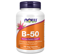 NOW Foods Supplements, Vitamin B-50 mg, Energy Production*, Nervous System Health*, 100 Veg Capsules