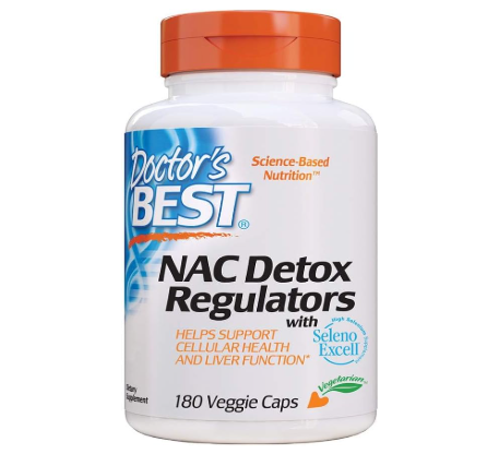 Doctor's Best Nac Detox Regulators with seleno excell, Non-GMO, Vegetarian, Gluten&Soy Free, 180 Veggie Caps, 180Count