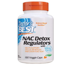 Doctor's Best Nac Detox Regulators with seleno excell, Non-GMO, Vegetarian, Gluten&Soy Free, 180 Veggie Caps, 180Count