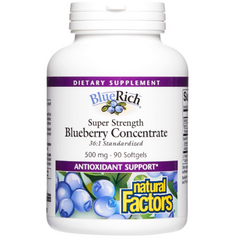 BlueRich by Natural Factors, Super Strength Blueberry Concentrate, Antioxidant Support for Overall Good Health, 90 Softgels