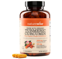 NatureWise Curcumin Turmeric 2250mg - 95% من الكركمين ومستخلص الفلفل الأسود BioPerine لامتصاص متقدم - دعم يومي لصحة المفاصل والجهاز المناعي - نباتي، غير معدّل وراثيًا، 180 قطعة [إمدادات لمدة 60 يومًا] 