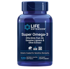 Life Extension Super Omega-3 EPA/DHA Fish Oil, Sesame Lignans & Olive Extract – Heart Health, Brain Health, Inflammation Health Support, Gluten-Free, Enteric-Coated, Non-GMO, 120 Softgels
